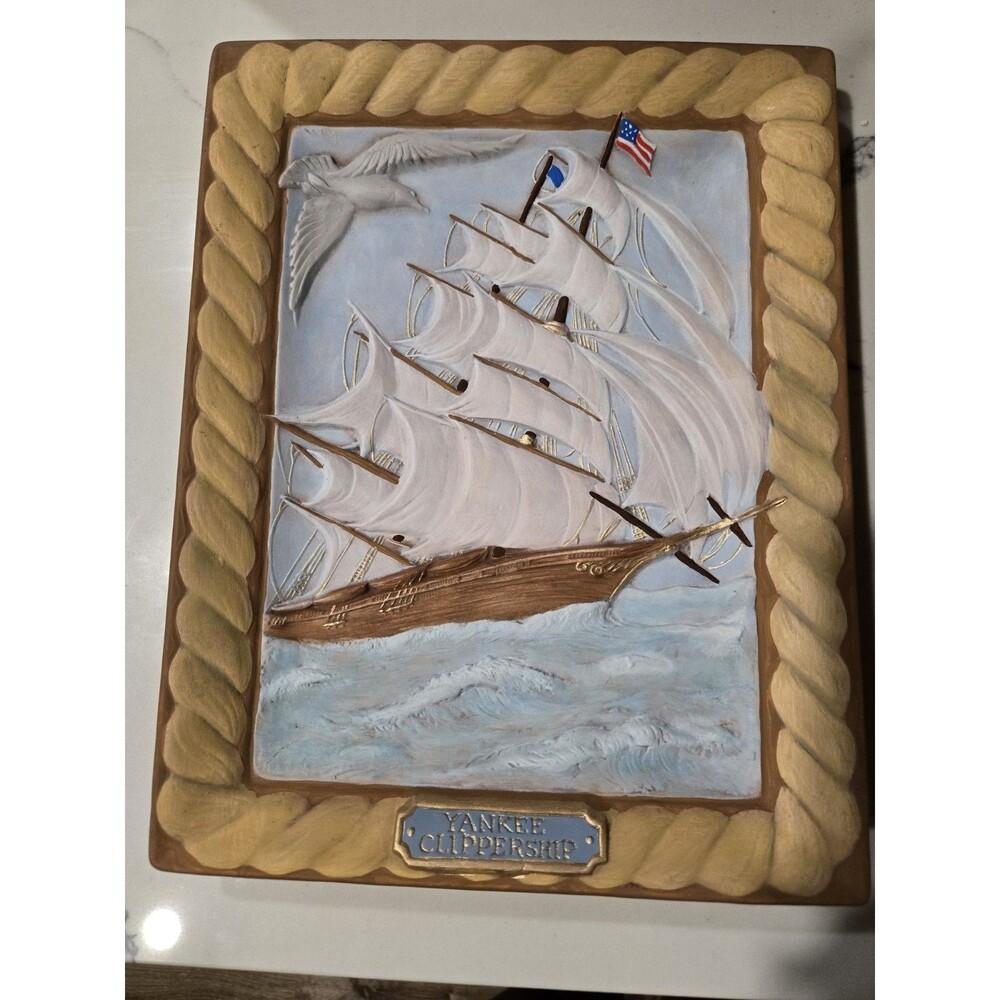 Vintage 'Yankee Clippership' Wall Art.  Handmade in 1974